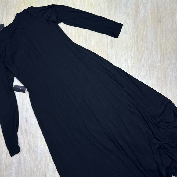 NWT Lulu's Swept Away Black Long Sleeve Jersey Knit Side Slit Maxi Dress Size XL - Picture 8 of 15